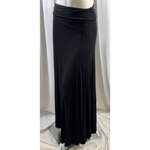 Max Studio Fold Over Waist Maxi Jersey Skirt, Black, Sz: M, 73-20 - Picture 1 of 16